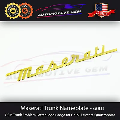 Maserati Trunk Nameplate Emblem Gloss Gold Letter Logo Badges Ghibli OEM • $69.99