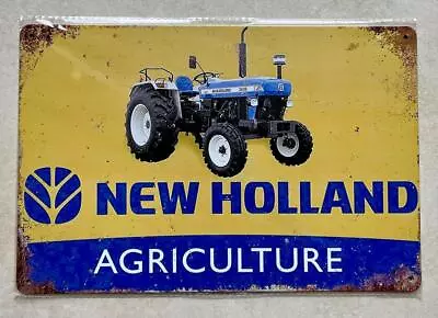 NEW HOLLAND AGRICULTURE METAL SIGN MAN CAVE GARAGE WORKSHOP FARM TRACTOR 20x30 • £5.99