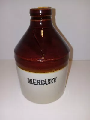 Antique Brown Tan Mercury No 5 Stoneware Crock Apothecary Poison • $17.99