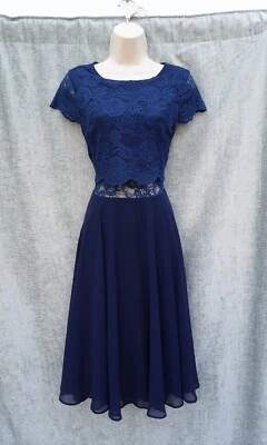 £9.99 • Buy Fit N Flare Dress,swing,rockbilly,40s,50s,60s Vintage Look,blue Lace,size 10-12