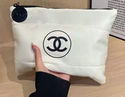 Chanel Beauty Gift White Puffy Makeup Bag Pouch Clutch Cosmetic Case NEW Vip • $69.88