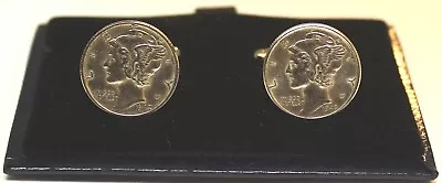 Brooks Brothers - Sterling Silver Mens Mercury Dime Coin Cuff Links 1942 & 1945 • $110.50