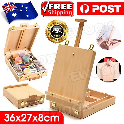 AU Portable Folding Easel Art Drawing Painting Wood Table Desktop Box Board • $38.85