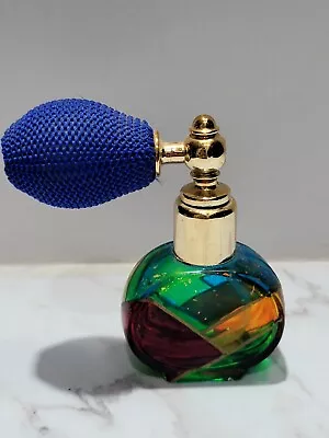 Vintage Murano Hand Blown Multicolor Stained Glass Perfume Bottle W/Atomizer  • $45