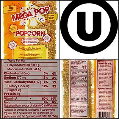 Gold Medal Mega Pop Butter Corn/Oil/Salt Kits 8 Oz. Pouch ( Pack Of 6) • $26.74