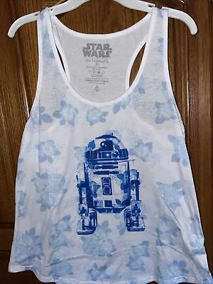 Star Wars Her Universe Racerback Tank Top R2D2 Droid Blue & White - Floral Med • $14