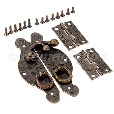 $5.27 • Buy Vintage Carved Flower Jewelry Box Latch Hasp Catch Clasp Hook & Hinges Hardware