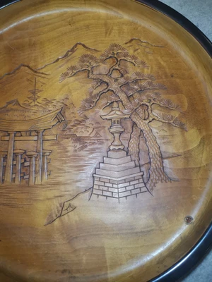 £120 • Buy Antique Japanese Hand Carved Signed Wooden Tea Service Tray 