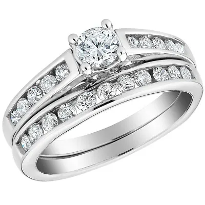 1/2 Ct Diamond Engagement Matching Wedding 2-Piece Ring Set 10k White Gold • $399.91