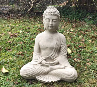 Zen Buddha Stone Concrete Statue Garden Ornament FREE POSTAGE • £22.95