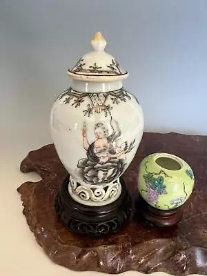 Fine Chinese Antique Export En Grisaille Porcelain Teapoy Yongzheng Or Qianlong • $998