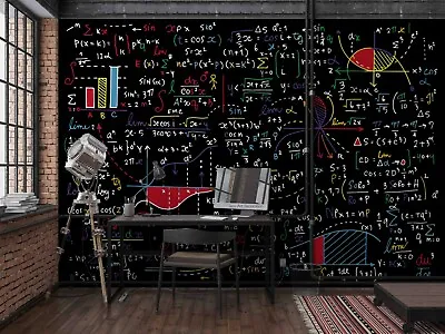 3D Blackboard Math Wallpaper Wall Mural Removable Self-adhesive 403 • $225.18