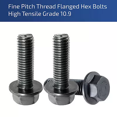 M10 Fine Pitch Thread Flanged Hex Bolts High Tensile Grade 10.9 Din 6921 Uk • £3.03