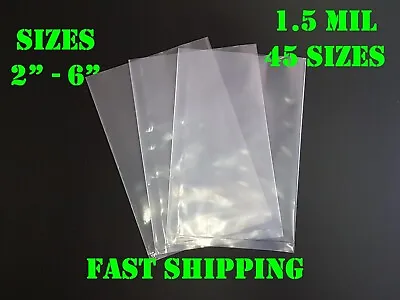 Multiple Sizes Clear Poly Bags 1.5Mil Flat Open Top Plastic Packaging Packing • $31.03