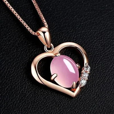 £3.99 • Buy 925 Sterling Silver Crystal Heart Moonstone Pendant Chain Necklace Jewellery
