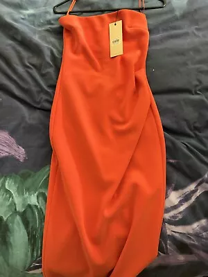 Bec And Bridge Karina Strapless Midi Dress Size 8 “Fire Red” • $60