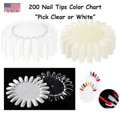 200PCS 10Wheel Nail Art False Clear White Nail Display Palette Wheel Color Chart • $6.99