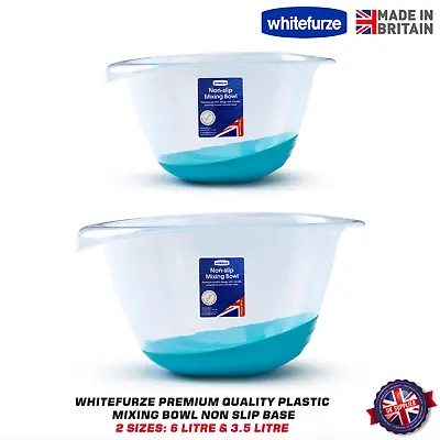 £7.99 • Buy Whitefurze Premium Quality Plastic Mixing Bowl Non Slip Base, 6ltr-3.5ltr