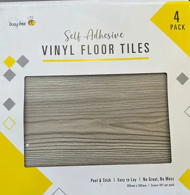 £4.99 • Buy 4 Floor Tiles Self Adhesive Vinyl Flooring Kitchen Bathroom GREY WOOD EFFECTs