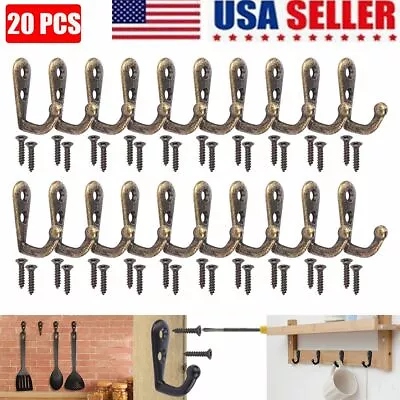 20Pcs Set Heavy Duty Wall J Hooks Zinc Alloy Door Coat Hanger Mount Organization • $7.19