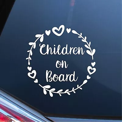 Children On Board Car Window Glass Sticker Vinyl Decal Child Van Sign Hearts Kid • £4.99