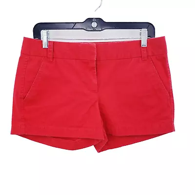 J. Crew Red Chino Shorts Womens Size 4 Slash Pockets Flat Front 3  Inseam • $13.22