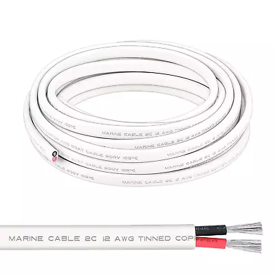 Marine Wire 20FT 12 Gauge AWG Duplex Marine Grade Wire Tinned Copper Boat Cable • $41.99