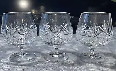 3 X Edinburgh Crystal Cut Glass Brandy Glasses. Beautiful Design • £15