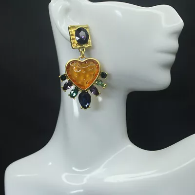 $7.46 • Buy Retro Matte Red Love Resin Vintage Earrings Niche Design Light Luxury Earrings
