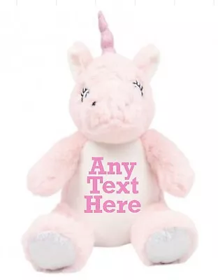 Personalised Unicorn Animal Teddy Plush Plushie Gift Toy Bear Baby Present Soft • £15