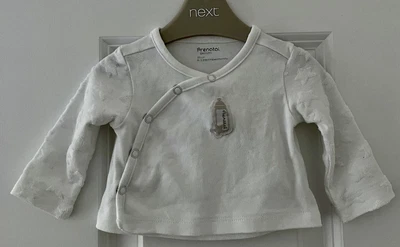 UNBRANDED NEWBORN Baby Boy Girl Unisex White Wrapover Top T-shirt Stars • £0.49
