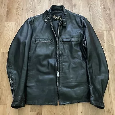 Vintage 60’s Sears Oakbrook Cafe Racer Moto Leather Motorcycle Jacket Medium USA • $199.99