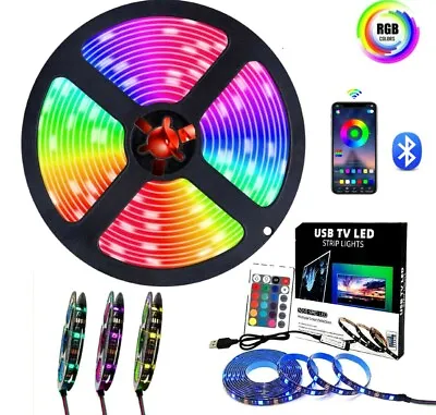 LED Strip Lights 1- 5m RGB 5050 Colour Changing Tape Cabinet Kitchen TV Lighting • £9.75