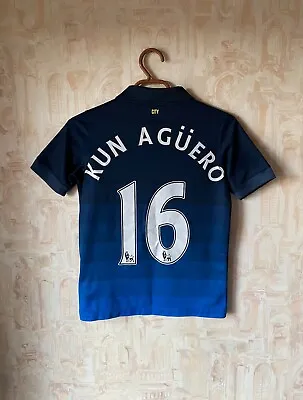 Manchester City Away Football Shirt 2014 2015 #16 KUN AGUERO JERSEY Nike Youth M • $13.92