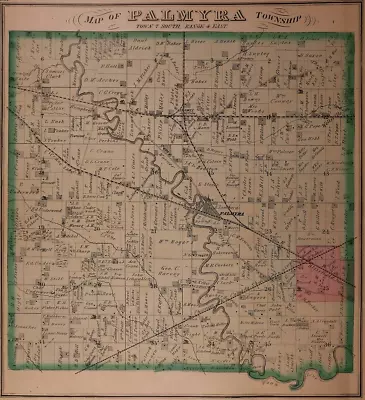 1874 Plat Map ~ PALMYRA Twp. LENAWEE Co. MICHIGAN / Local Views On Reverse • $45.95