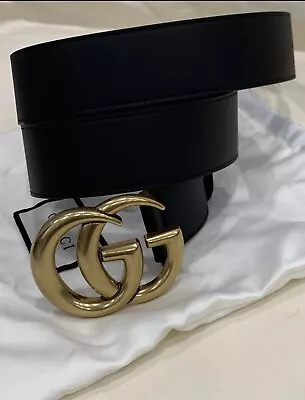 Gucci Belt  GG Black  Leather 1.5 Inch Size 85/34 For 4-6 Pants Or 28-30 In Men • $199