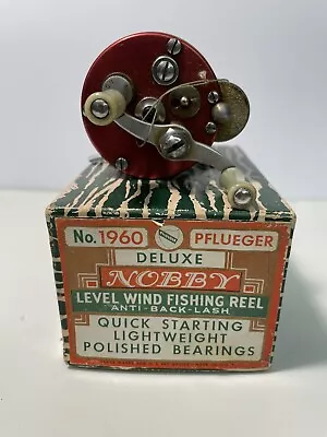 Old Vintage PFLUEGER NOBBY DELUXE No. 1960 Casting Reel - Red Finish - Clean • $35