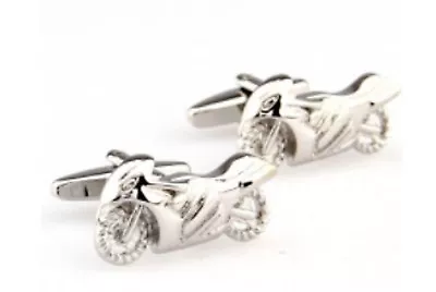 £6.49 • Buy Gift Bag+ Quality Bike Cuff Links Silver Sports Motorbike Cufflinks Motorcycle B