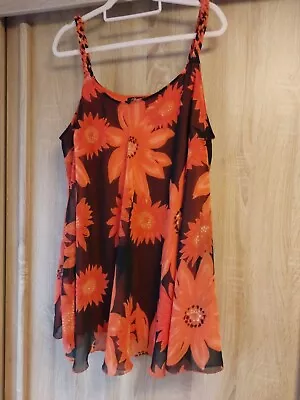 Changes Size 24 Orange Print Cami Vest/tunic Top • £14.50