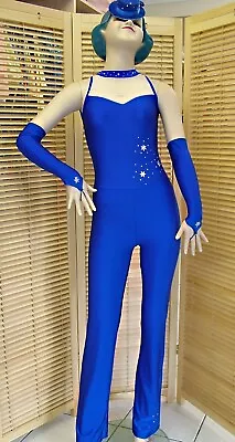 Dance Show Catsuits Adult Blue Job Lot X 3 Uk8  Uk 10 Uk 12  Modern Tap Jazz • £30