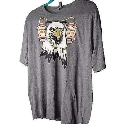 YUENGLING LAGER Short Sleeve Gray T-shirt With Eagle Drinking Yuengling • $17.99