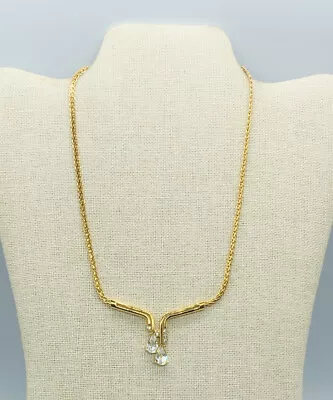 Vtg VENDOME Great Condition Clear Crystal Glass Rhinestone Pendant Necklace • $63.75