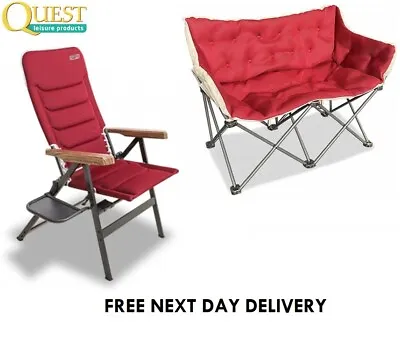 Quest Leisure Bordeaux Pro Chair Camping Caravan Motorhome Garden Sofa Snug Red • £122.99
