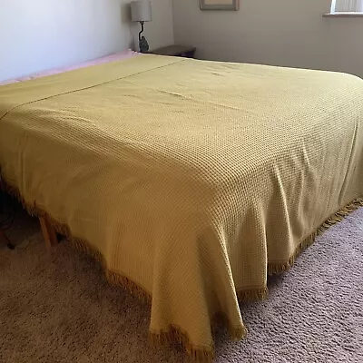 Full Vintage Morgan-Jones Chenille Bedspread Mustard Yellow • $160