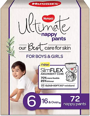 $69.99 • Buy HUGGIES Ultimate Nappy Pants Size 6 (16Kg & Over) 72 Pack