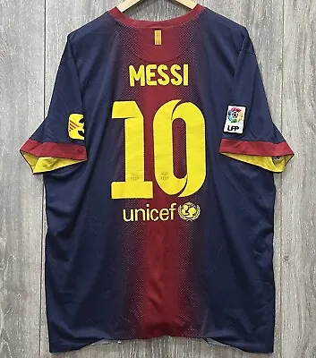 MENS FC BARCELONA 2012/2013 LIONEL MESSI #10 FOOTBALL SOCCER SHIRT JERSEY Sz XL • $110