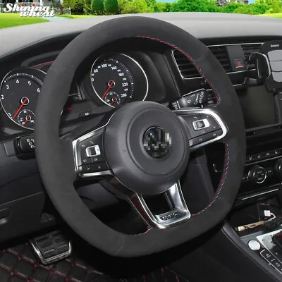 Black Suede Steering Wheel Cover For Volkswagen Golf 7 GTI Golf R MK7 VW Polo • $45