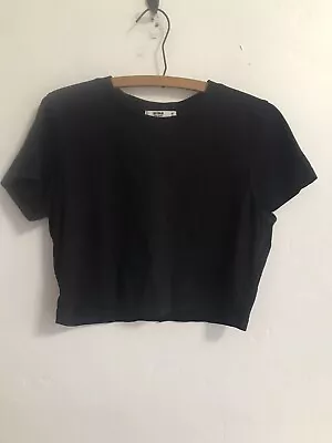 Cotton-On Women’s Top The Baby Black Crop T-Shirt Size Medium • £14.47