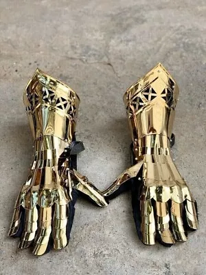 Medieval Knight Gauntlets Gloves Stainless Steel Rust Free X-mas Item Gifts • $161.40