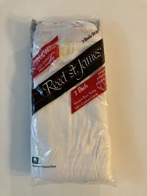 $64.99 • Buy Vintage Reed St. James Briefs White Underwear Size 38 Mens 3 Pack 1984
